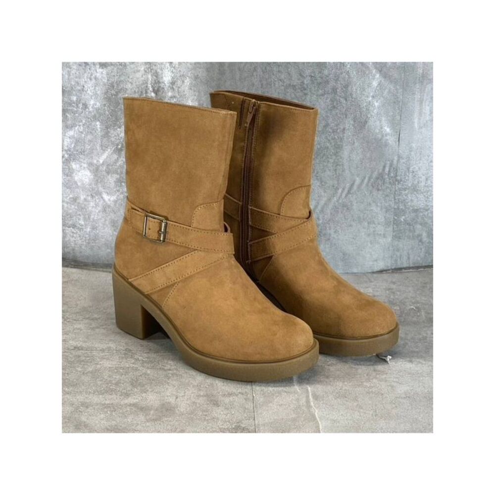 STYLE & COMPANY Womens Brown Comfort Bessiee Round Toe Block Heel Booties 11 M